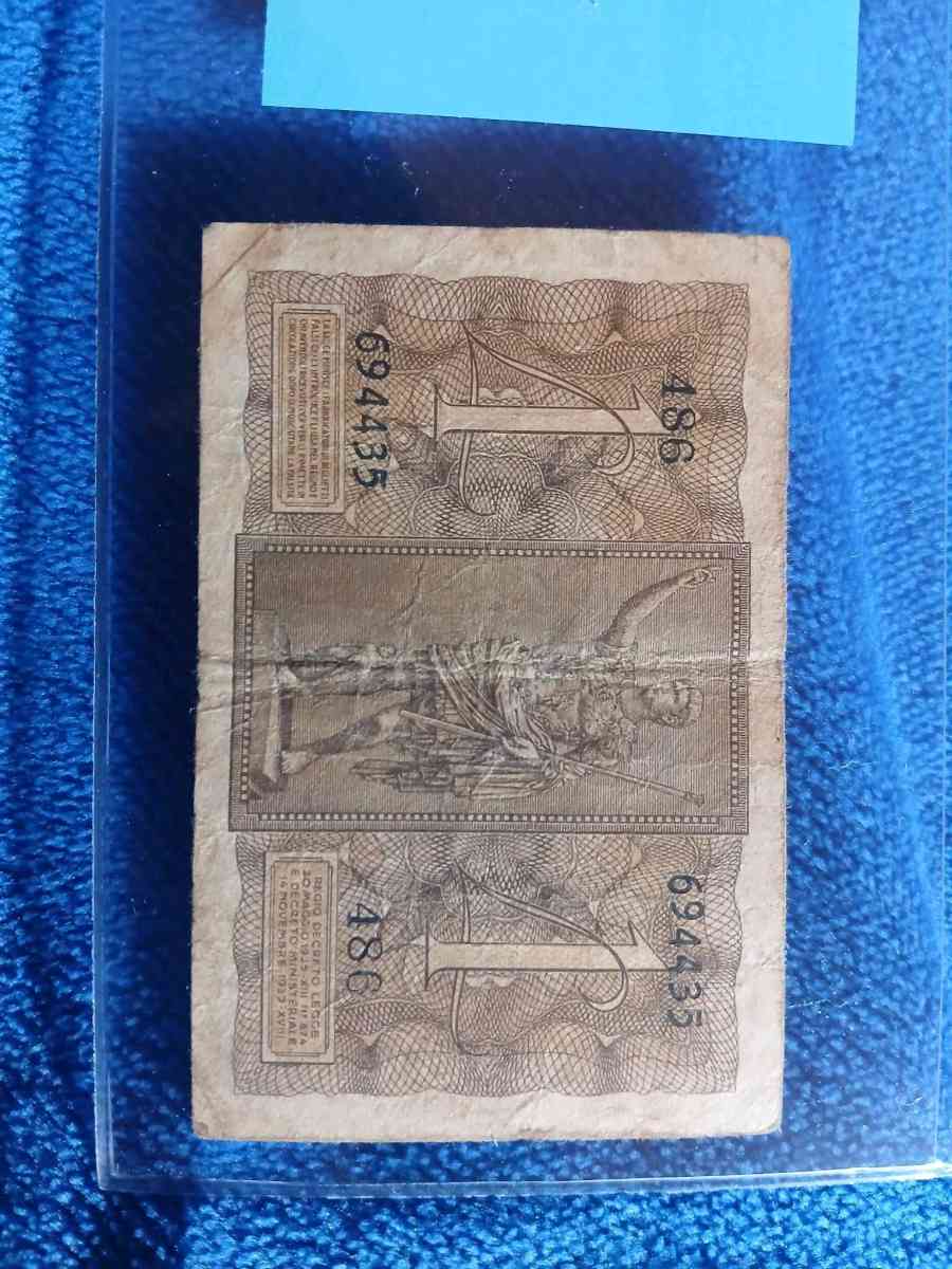 1939 Italian 1 Lira banknote