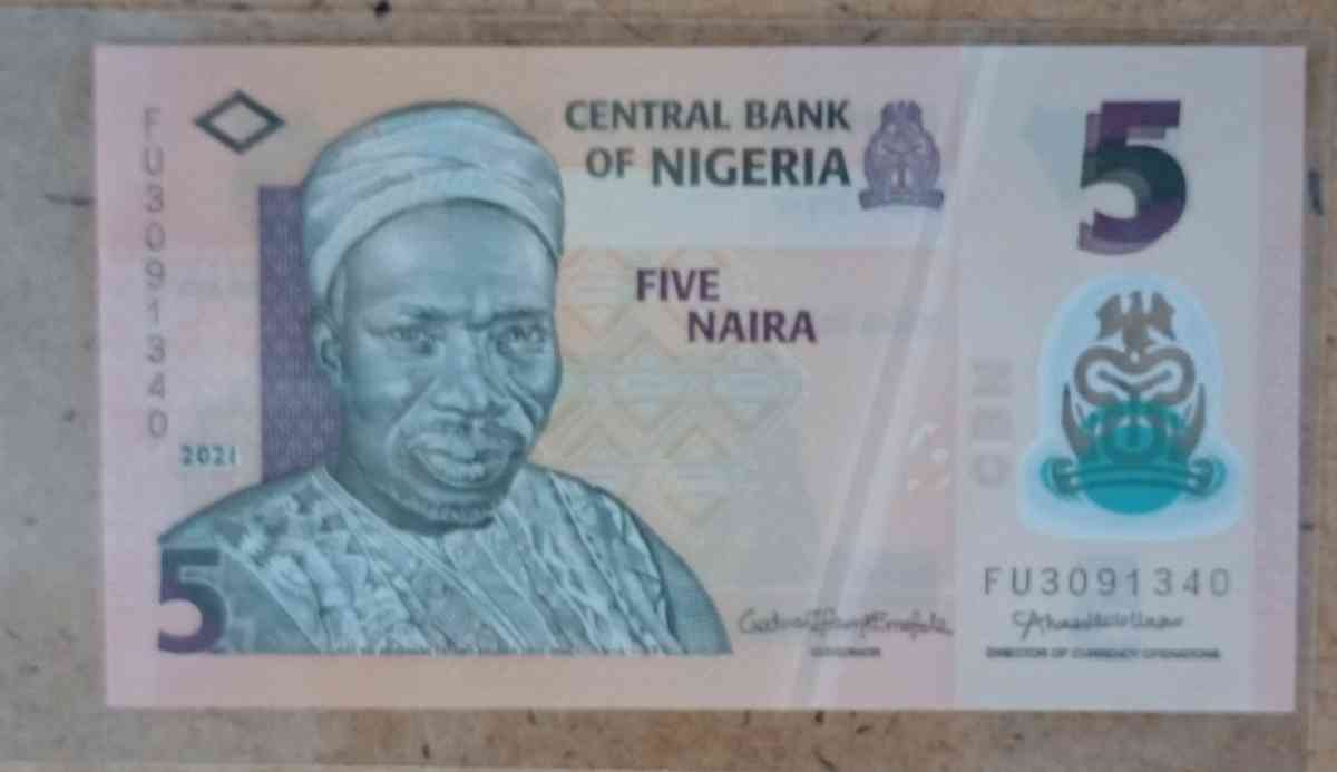 5 Naira Banknote from the Central Bank of Nigeria