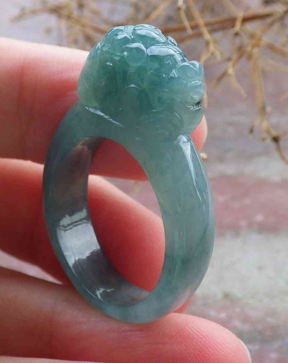 Certificate Jadeite jade  Burmese Dragon Ring size 9