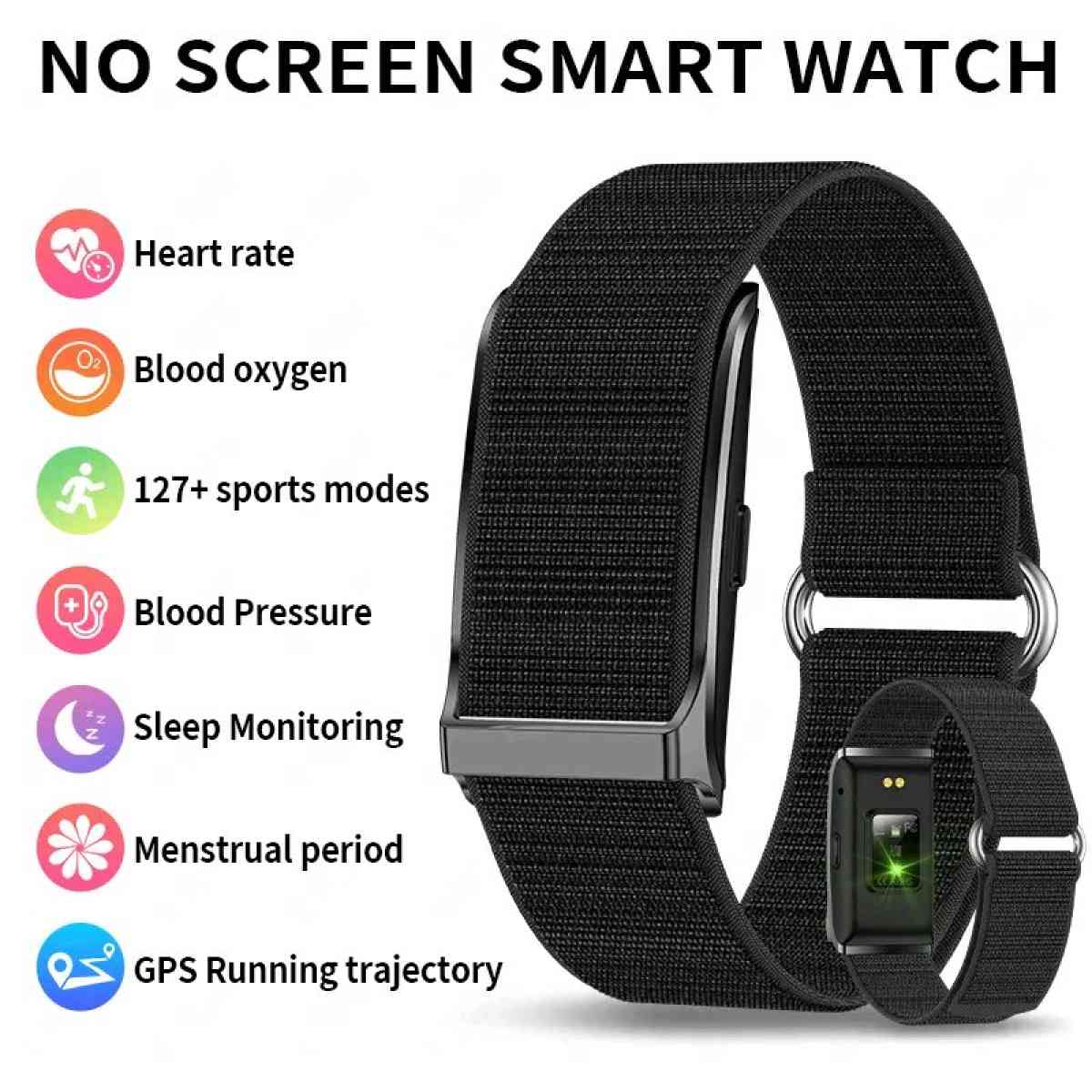 Screenless Fitness Tracker Wristband with Qtrack App