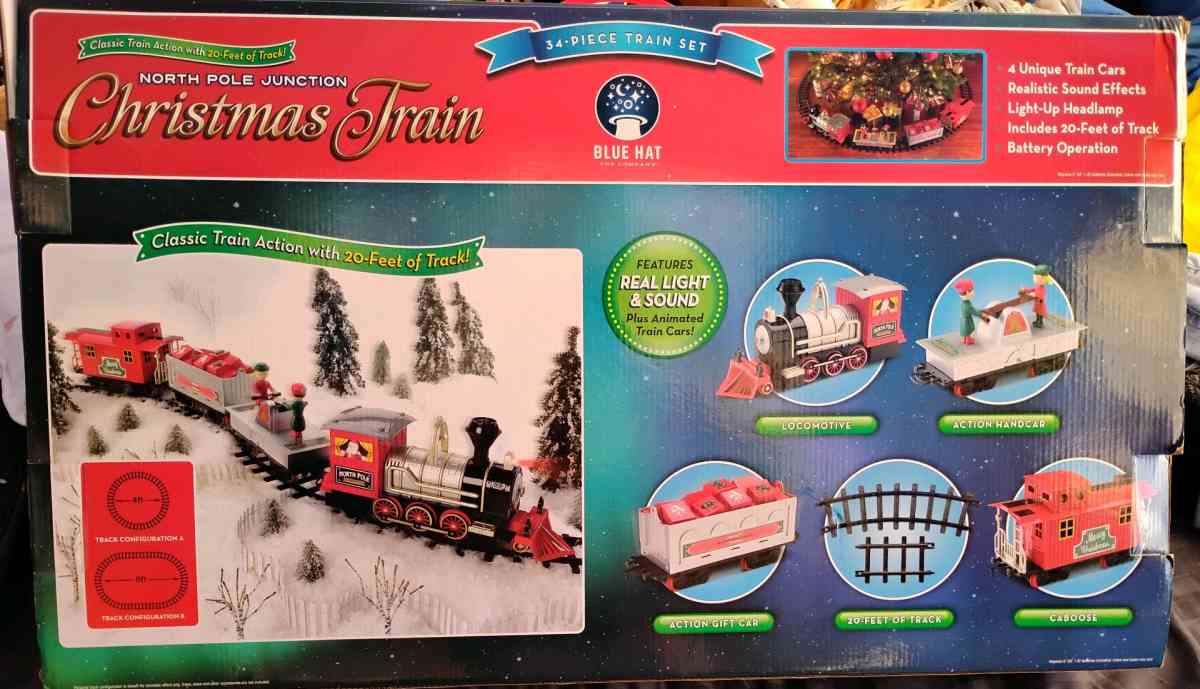 Blue Hat Toy Company North Pole Junction Christmas Train Set