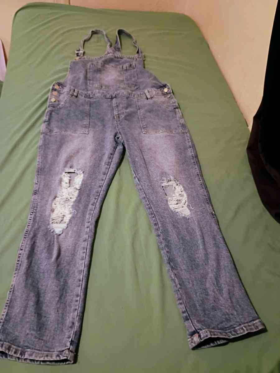 Celebrity Pink Denim Overalls Womens XL  Blue Distressed