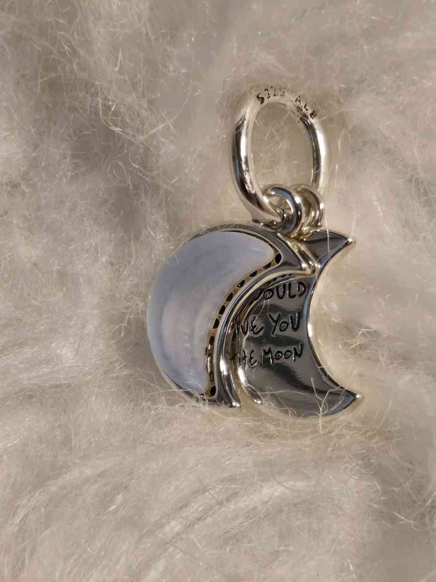 Crescent Moon Double Dangle Charm for Pandora bracelet