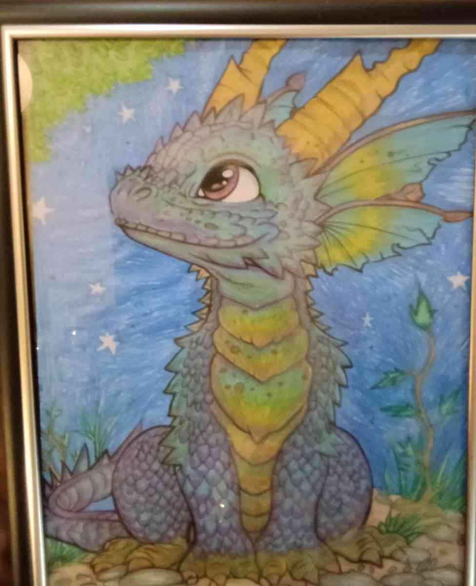 pictures shaded and colored with gel pens
