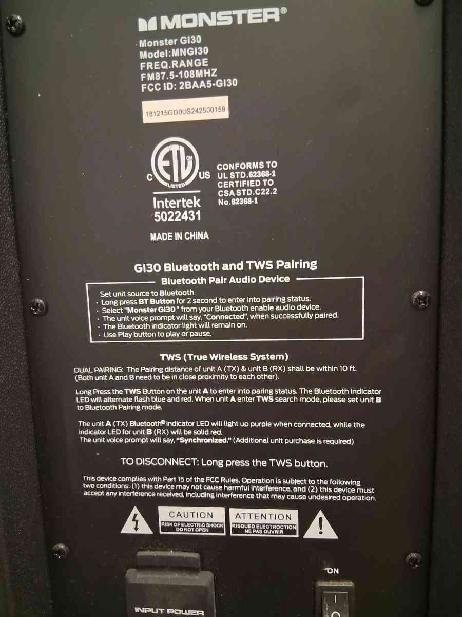 MONSTER G130 Bluetooth speaker 5ft tall