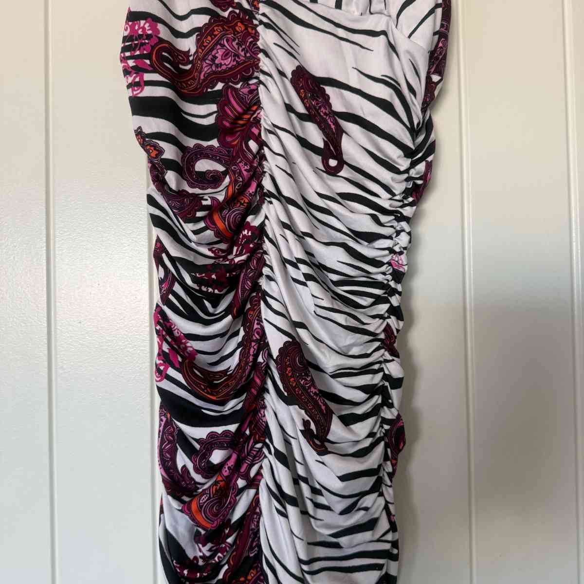 Brand New OneShoulder Ruched Bodycon Dress with Chain Strap