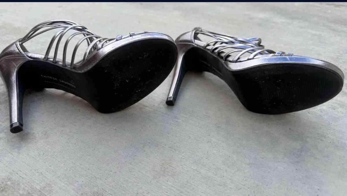 Chinese Laundry Metallic Strappy Stiletto Heels  Back Zip  W