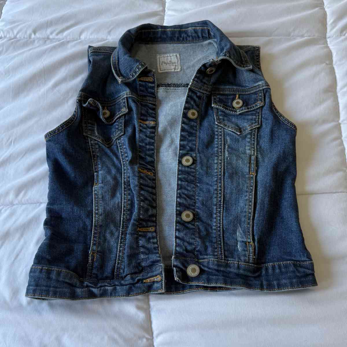 Papaya Womens Sleeveless Denim Vest  Classic Blue Jean Jacke