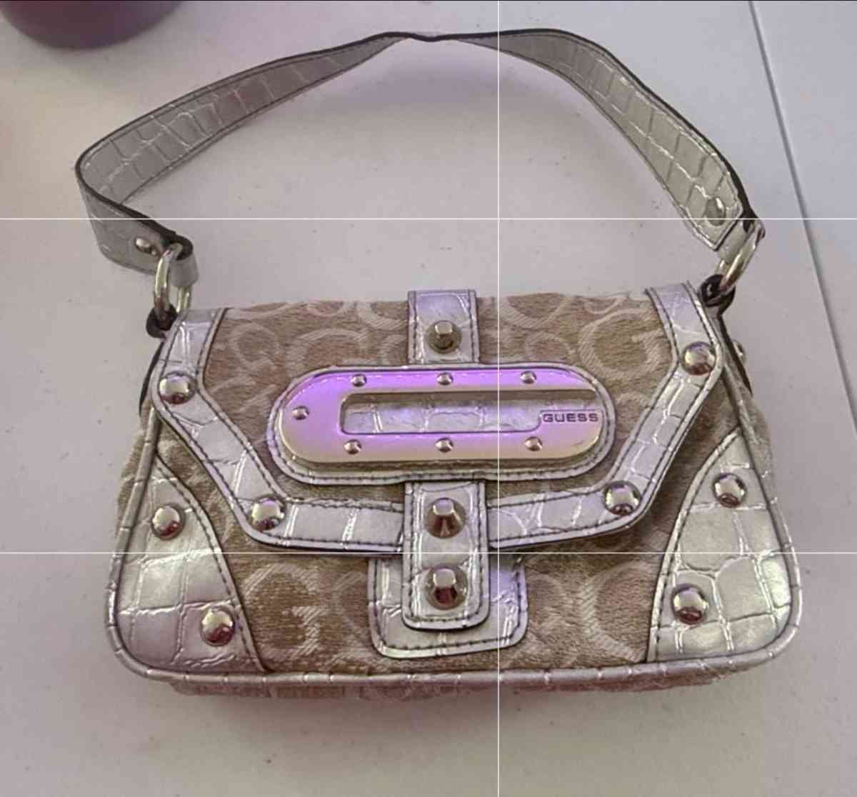 AUTHENTIC Vintage Y2K Guess Mini Shoulder Bag  Silver Studde