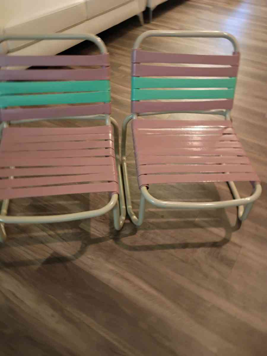 Pair of armless pool beach chairs