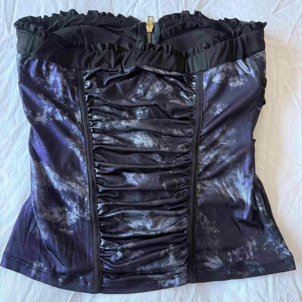 Strapless Gothic Corset Bustier Top  Padded Bra Front Zip R