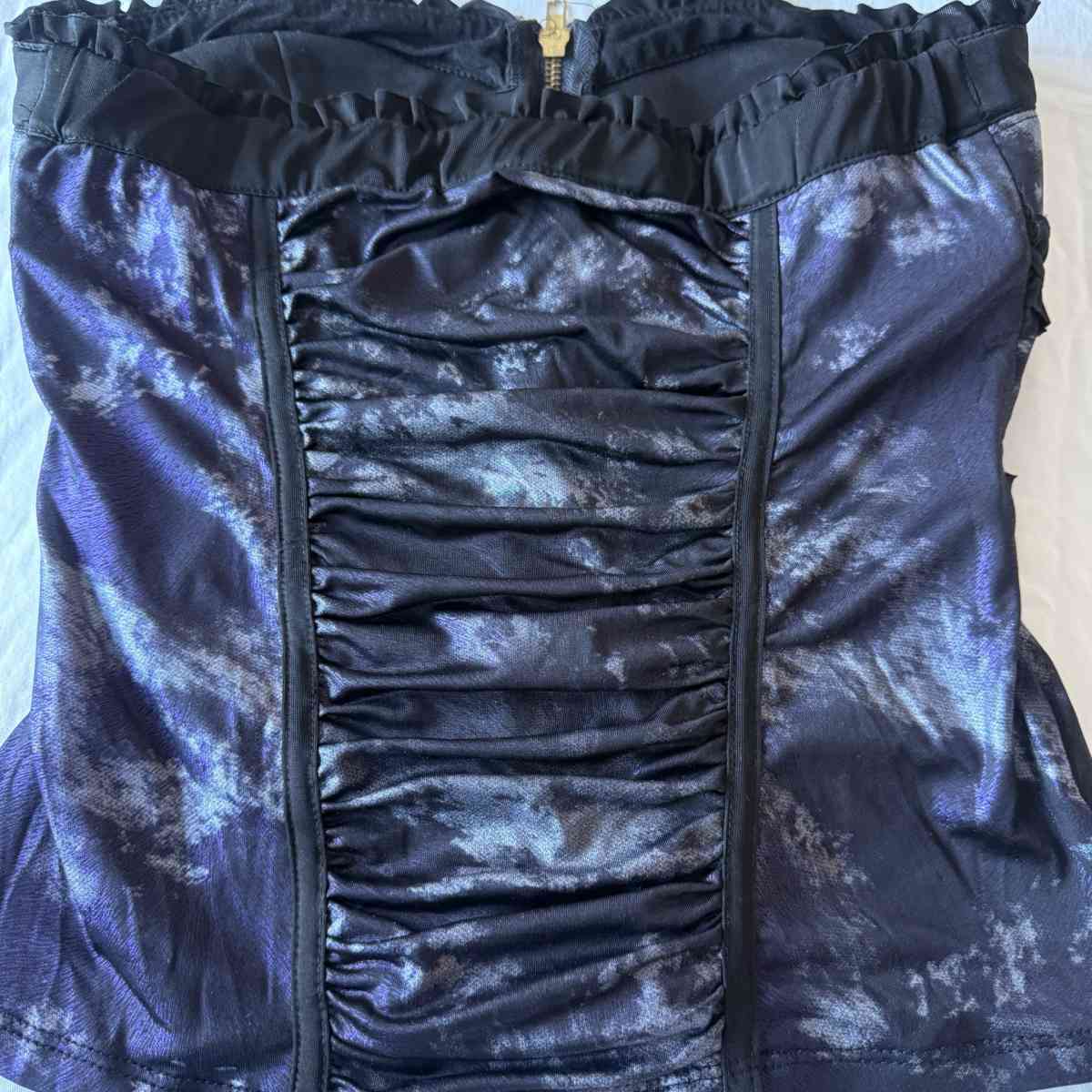 Strapless Gothic Corset Bustier Top  Padded Bra Front Zip R